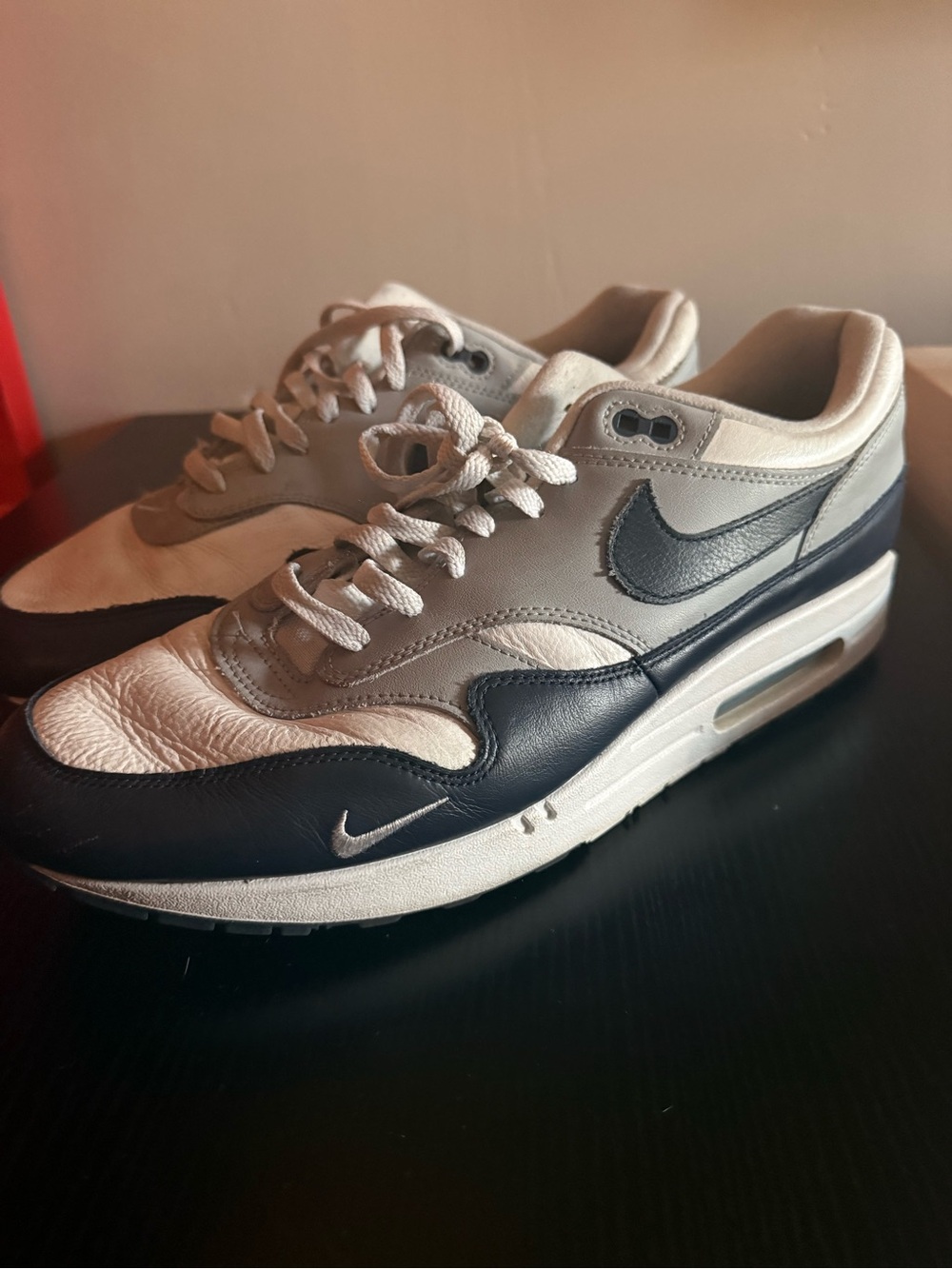 Nike Air Max 1 White and Navy Blue